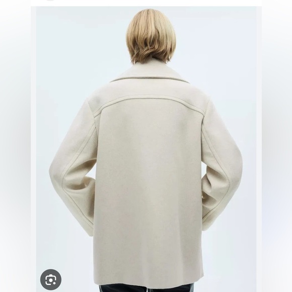 new Mango DOUBLE-BREASTED WOOL-BLEND COAT in light/pastel grey heathered marle - Picture 2 of 9